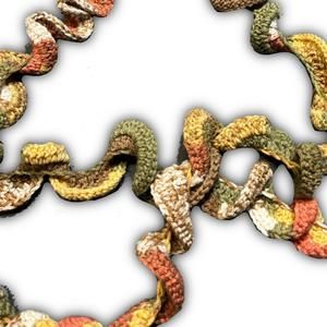 Handknit Orange Green Scarf